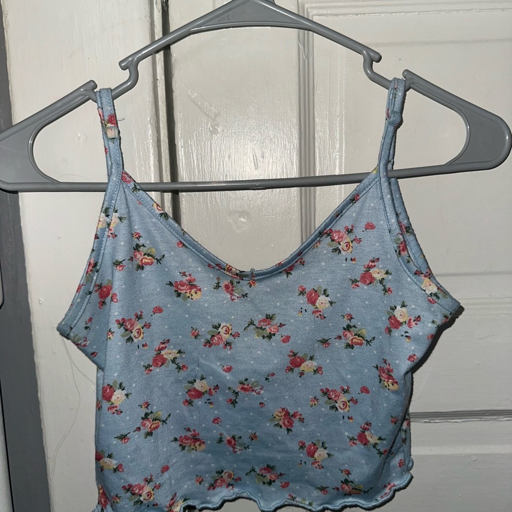 Light Blue Floral Crop Top
